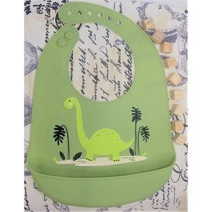Baby Bibs Easily Wipe Clean -Silicone Dino
